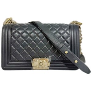 Chanel Le Boy Medium 99% New Dark Grey Crossbody Bag 28 Series Calfskin