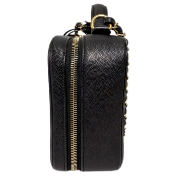 Chanel Vanity Cosmetic Bag Medium 99% NEW Black Top Handle & Shoulder Bag 20 Series Caviar Leather - Image 5
