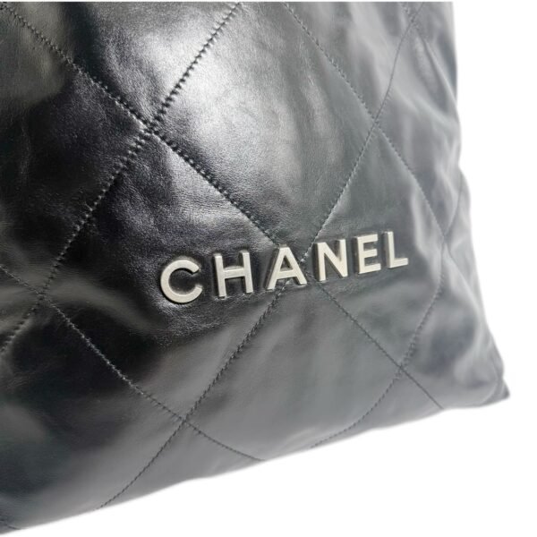 Chanel 22 Bag Small 99% NEW Black & Silver Handbag 2022 Chip Version Calfskin - Image 6