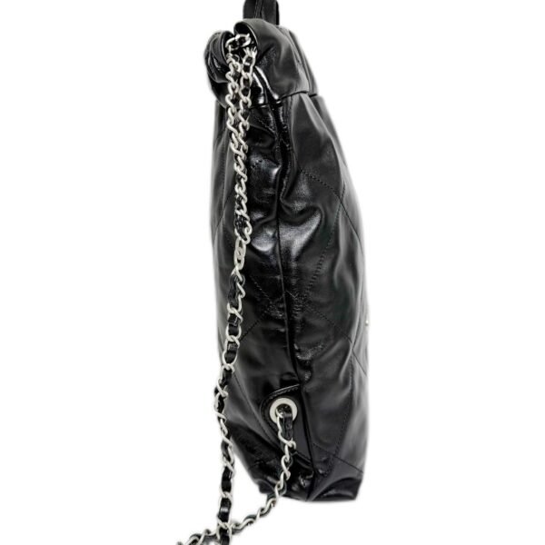 Chanel 22 Bag Small 99% NEW Black & Silver Handbag 2022 Chip Version Calfskin - Image 4