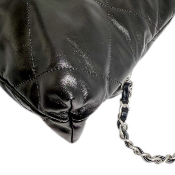 Chanel 22 Bag Small 99% NEW Black & Silver Handbag 2022 Chip Version Calfskin - Image 9