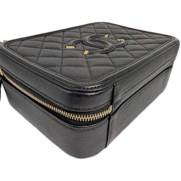 Chanel Vanity Cosmetic Bag Medium 99% NEW Black Top Handle & Shoulder Bag 20 Series Caviar Leather - Image 10
