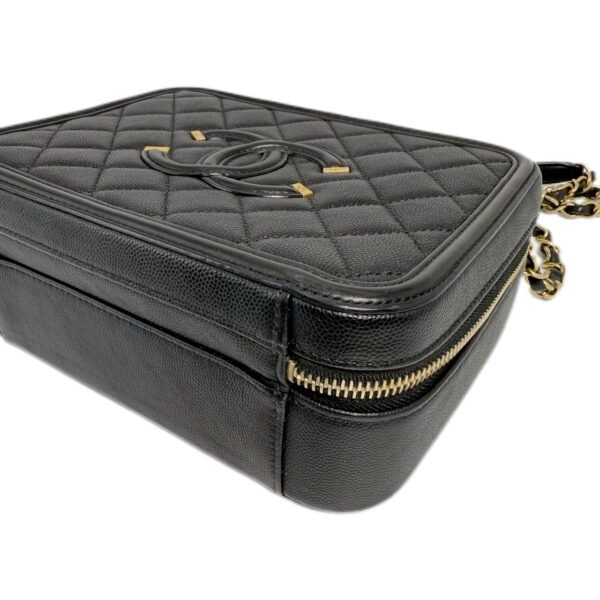 Chanel Vanity Cosmetic Bag Medium 99% NEW Black Top Handle & Shoulder Bag 20 Series Caviar Leather - Image 9