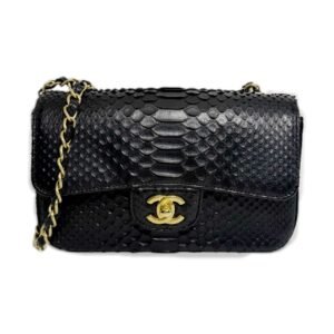 Chanel Classic Flap Large Mini 99% NEW Black Crossbody bag 23 Series Python Leather