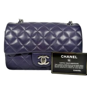 CHANEL Classic Flap Mini Rectangular 99% New Purple Crossbody bag 23 Series Lambskin