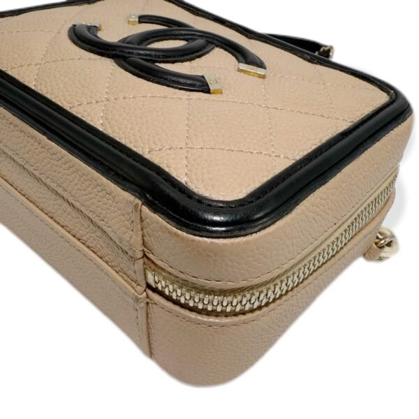 Chanel Vanity Cosmetic Bag Small 99% NEW Beige Top Handle & Shoulder Bag 26 Series Caviar Leather - Image 8