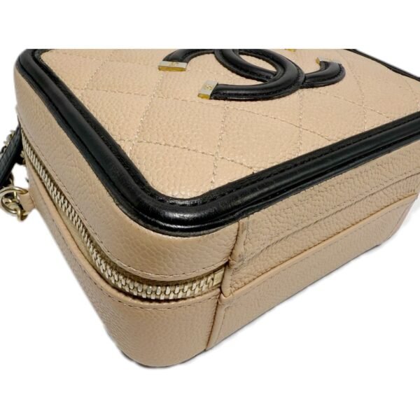 Chanel Vanity Cosmetic Bag Small 99% NEW Beige Top Handle & Shoulder Bag 26 Series Caviar Leather - Image 7