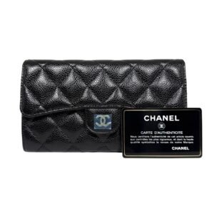 CHANEL Long Wallet 99% New Black with Gold Hardware 25 Series Caviar Leather