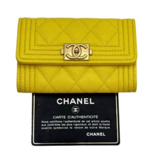 CHANEL Short Wallet 99% New Yellow Wallet 26 Series Caviar Leather
