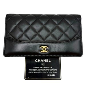 CHANEL Long Wallet 99% New Black with Gold Hardware 25 Series Calfskin Leather