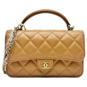 CHANEL Classic Flap Medium 99% New Milk Tea Brown Crossbody bag 2023 Chip Version Calfskin Leather