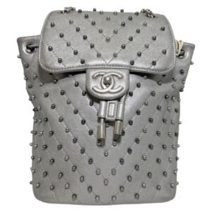 Chanel Backpack Medium 99% NEW Silver Backpack 24 Series Calfskin Leather