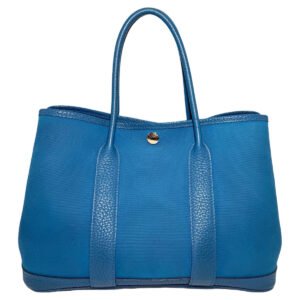 Hermès Garden Party 30 99% New Blue Atoll Handbag C Stamp Canvas with Leather Trim