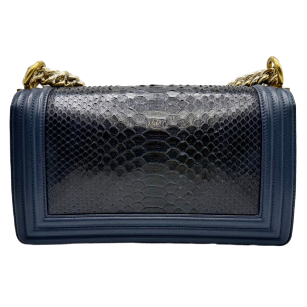 Chanel Le Boy Medium 99% New Deep Navy Blue Crossbody Bag 23 Series Python Leather - Image 2