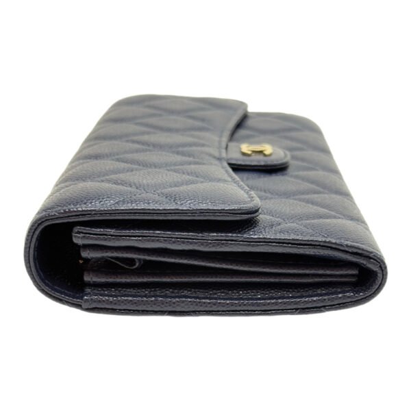 Chanel Quilted Long Wallet Deep Navy Blue with Gold Hardware 30 Series Grained Calfskin Leather - 影像 3
