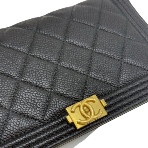 Chanel Le Boy Long Bi-Fold Wallet Black with Gold Hardware 24 Series Pebbled Calfskin - Image 6