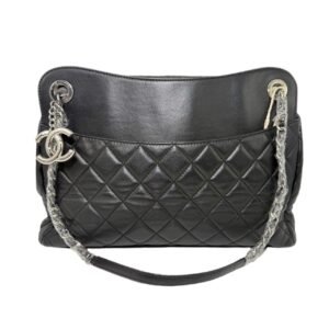 Chanel Tote Bag Large 99% New Black with Silver Hardware Shoulder Bag 20 Series Calfskin Leather