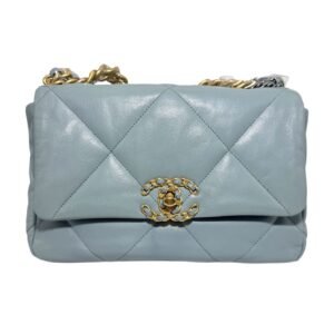 Chanel 19 Bag Small 99% New Smog Blue Crossbody bag 30 Series Lambskin Leather
