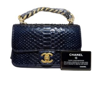 Chanel Accordion Bag Small 99% New Black Crossbody bag 24 Series Snakeskin Leather