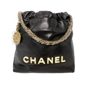 Chanel 22 Bag Small 99% New Black Handbag 2023 Calfskin Leather