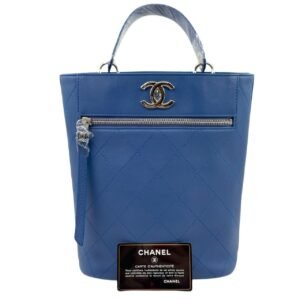 Chanel Hippie Bucket Bag Medium 99% New Dark Blue Shoulder Bag 27 Series Calfskin Leather