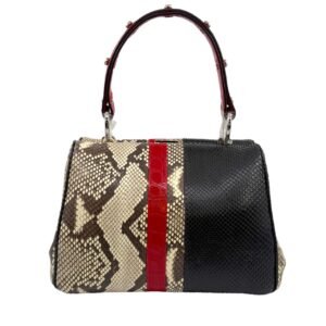 PRADA Top Handle Bag 99% New Black Multicolor Handbag Snakeskin