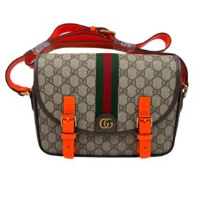 Gucci Ophidia Messenger Bag 99% New Beige & Ebony & Orange Crossbody Bag Canvas with Leather Trim