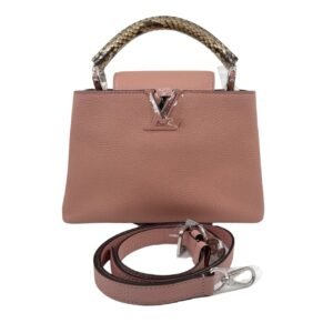 Louis Vuitton Capucines Small 99% New Pink Handbag 2015 Cowhide & Snakeskin Leather