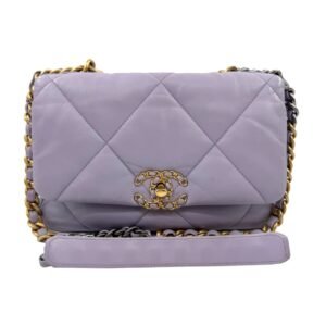 Chanel 19 Bag Small 99% New Light Purple Crossbody Bag 2023RFID Lambskin