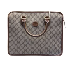 Gucci GG Supreme Briefcase 99% New Ebony & Brown  Shoulder Bag Canvas with Leather Trim